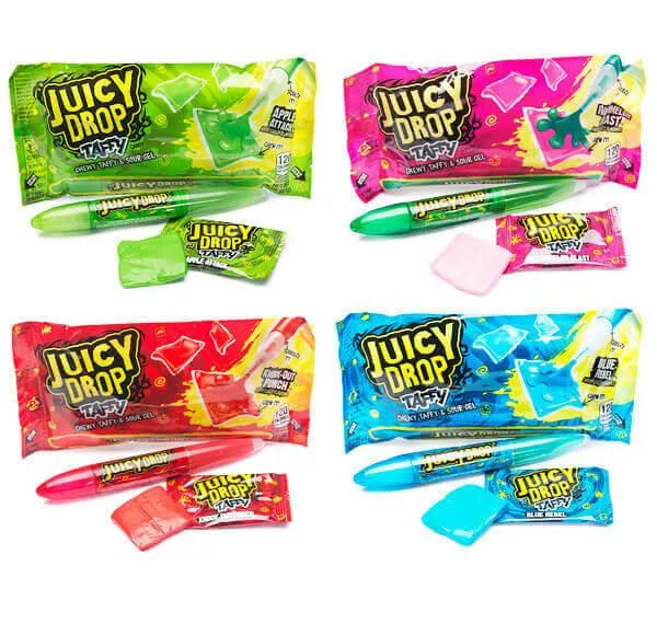 Juicy Drop Taffy Candy Packs: 16-Piece Box