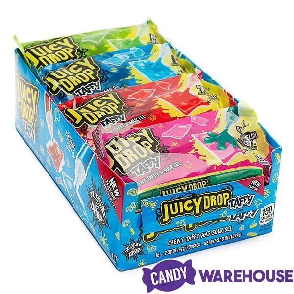 Juicy Drop Taffy Candy Packs: 16-Piece Box