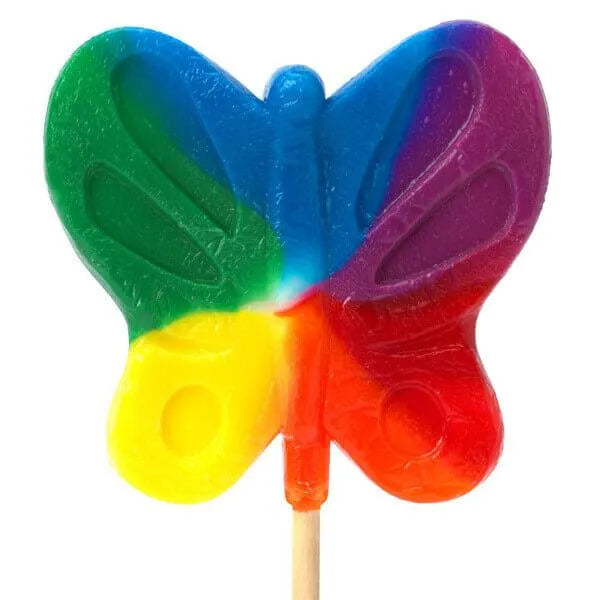 Jumbo 2.5-Ounce Butterfly Lollipops - Primary Colors: 16-Piece Box