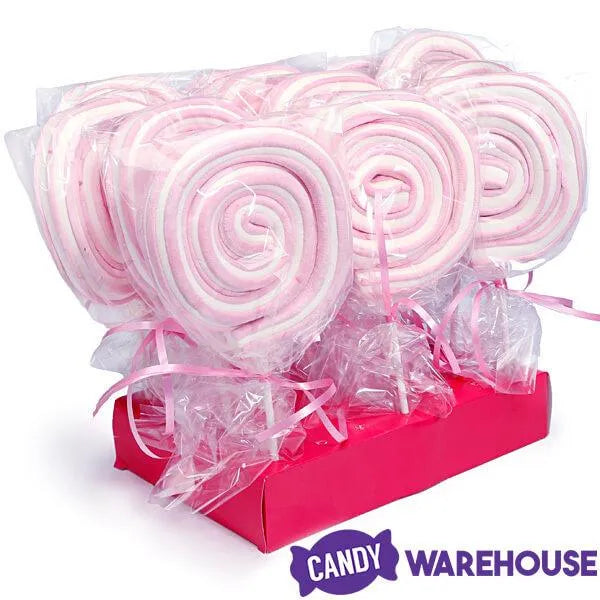 Jumbo Marshmallow Roller Pops - Pink: 18-Piece Box