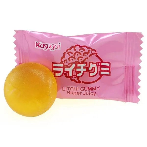 Kasugai Lychee Gummy Candy: 24-Piece Case