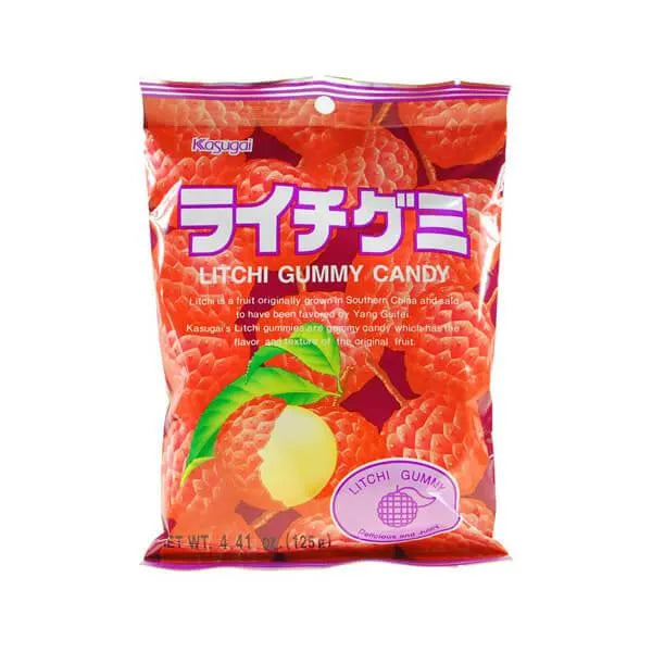 Kasugai Lychee Gummy Candy: 24-Piece Case