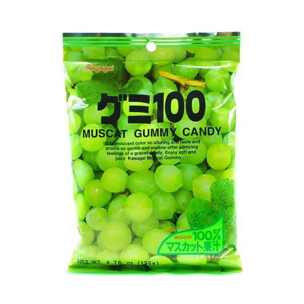 Kasugai Muscat White Grape Gummy Candy: 20-Piece Bag