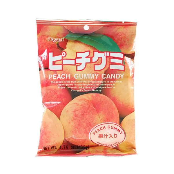 Kasugai Peach Gummy Candy: 24-Piece Case