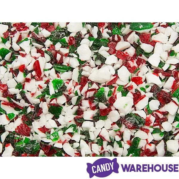 King Leo Crushed Peppermint Candy Cane Bits in Red, Green, and White: 1LB Jar