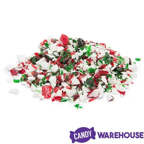 King Leo Crushed Peppermint Candy Cane Bits in Red, Green, and White: 1LB Jar