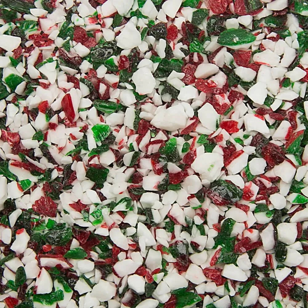 King Leo Crushed Peppermint Candy Cane Bits in Red, Green, and White: 5LB Bag