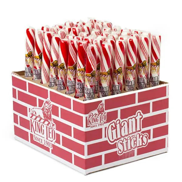 King Leo Jumbo Peppermint Candy Sticks: 48-Piece Display