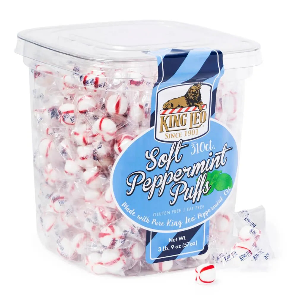 King Leo Soft Peppermint Puff Candy: 310 Piece Tub