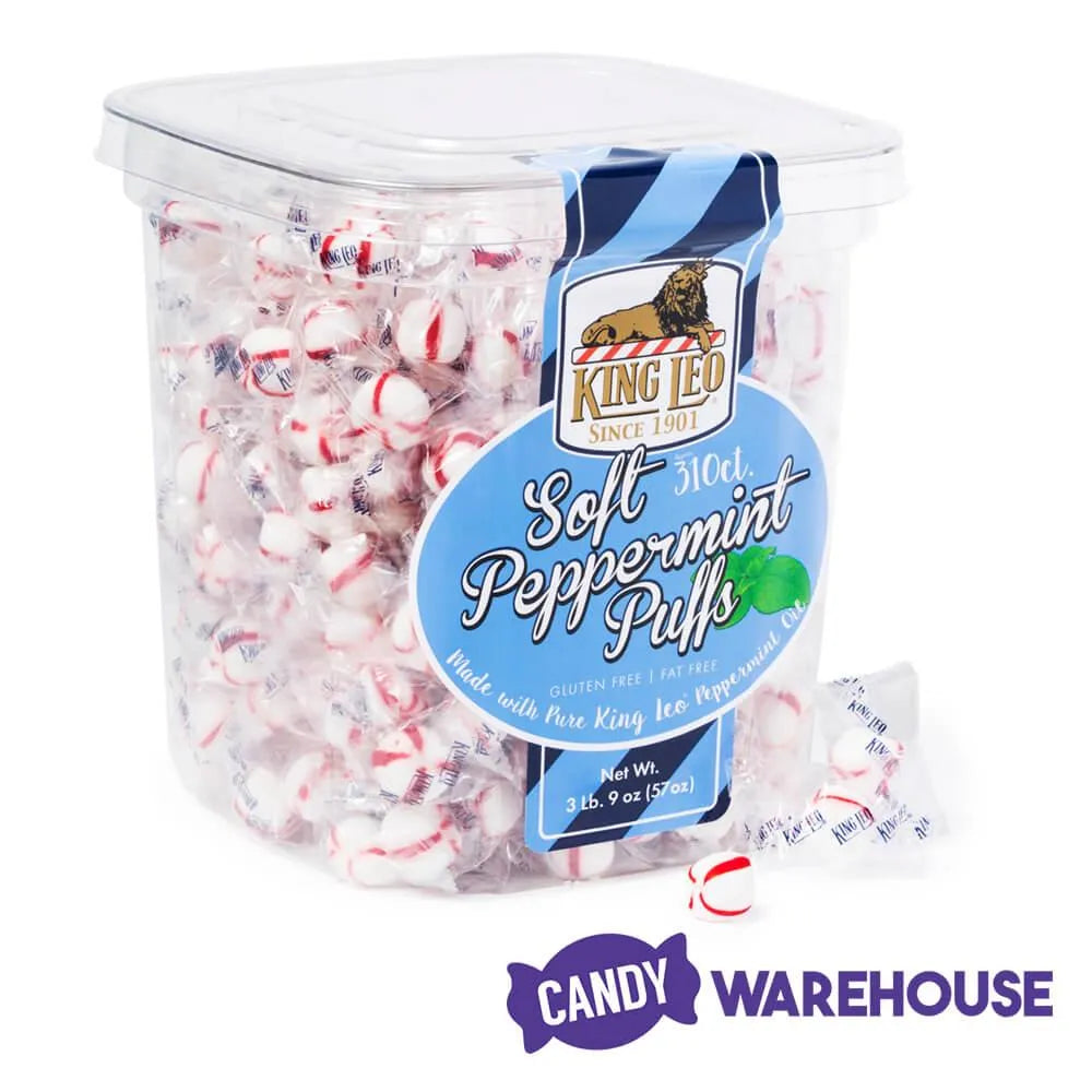 King Leo Soft Peppermint Puff Candy: 310 Piece Tub