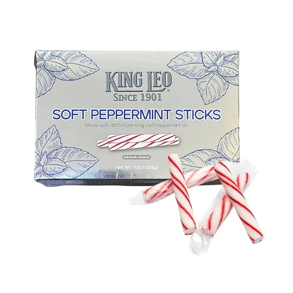 King Leo Soft Peppermint Sticks: 33-Piece Box