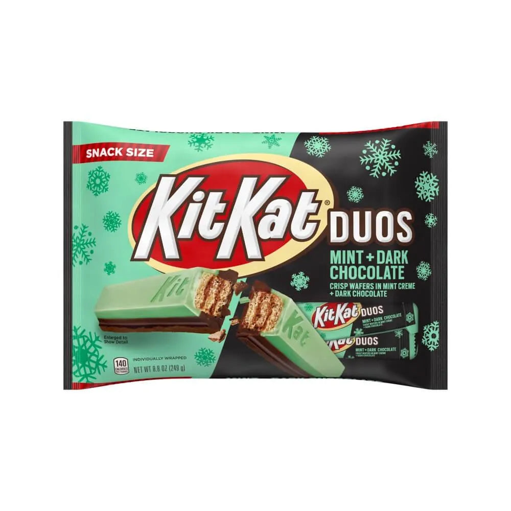 Kit Kat Duos Holiday Mint and Dark Chocolate Snack Size Candy Bars: 8.8-Ounce Bag