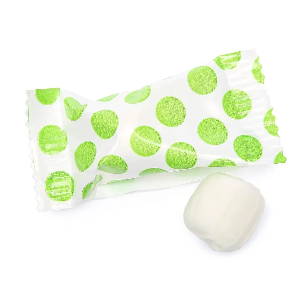 Kiwi Green Polka Dots Wrapped Butter Mint Creams: 300-Piece Case