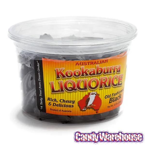 Kookaburra Cut Licorice - Black: 12-Ounce Tub