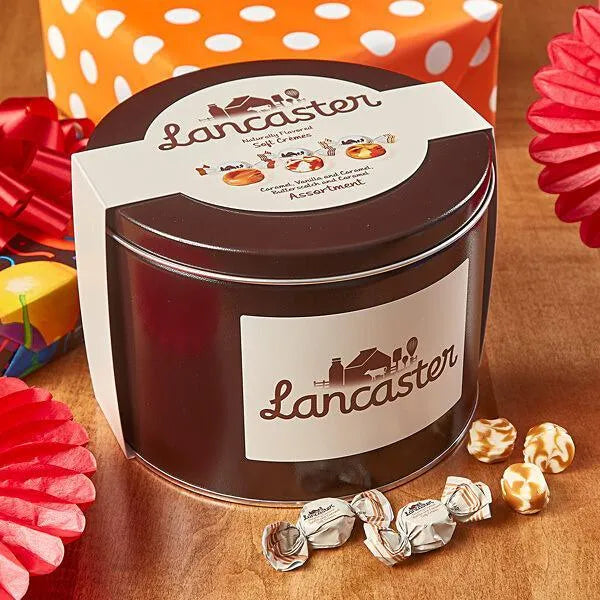 Lancaster Soft Cremes - Caramel, Vanilla, and Butterscotch - Caramel Candy: 2.5LB Gift Tin