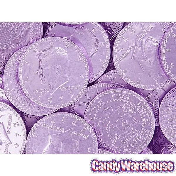 Lavender Foiled Milk Chocolate Coins: 1LB Bag