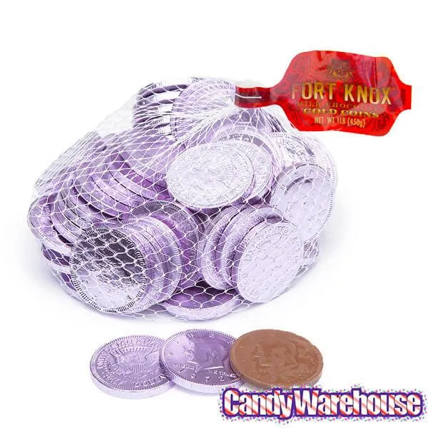 Lavender Foiled Milk Chocolate Coins: 1LB Bag