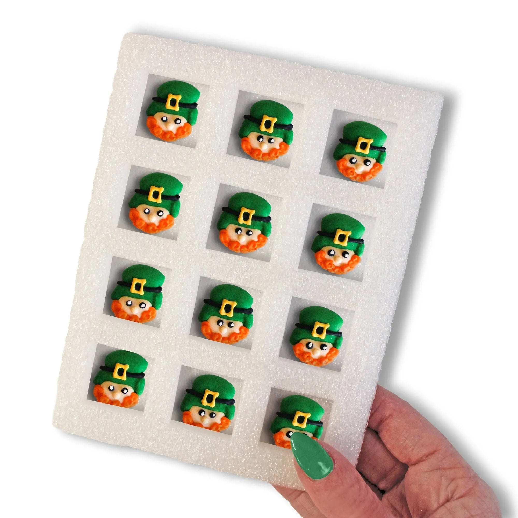 Sprinkle Pop Leprechaun Heads Royal Icing Decs (Set of 12)