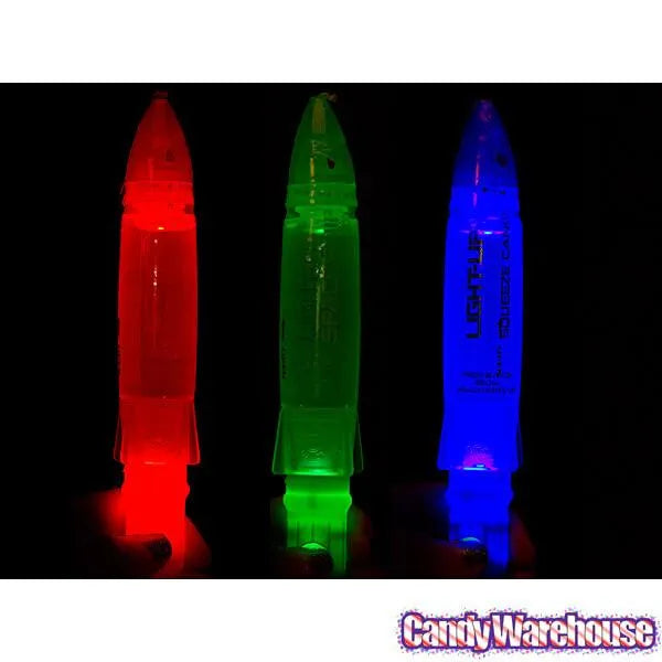 Light-Up Space Rocket Squeeze Candy Dispensers: 12-Piece Display