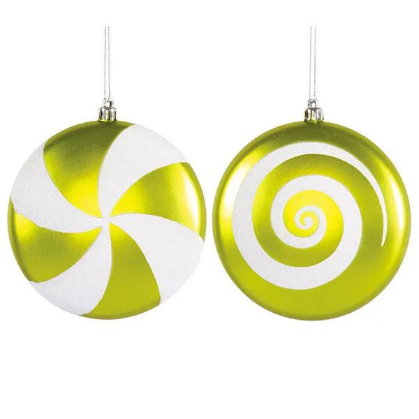 Lime Green Candy Swirl Ornaments - 4.75 Inch: 4-Piece Box