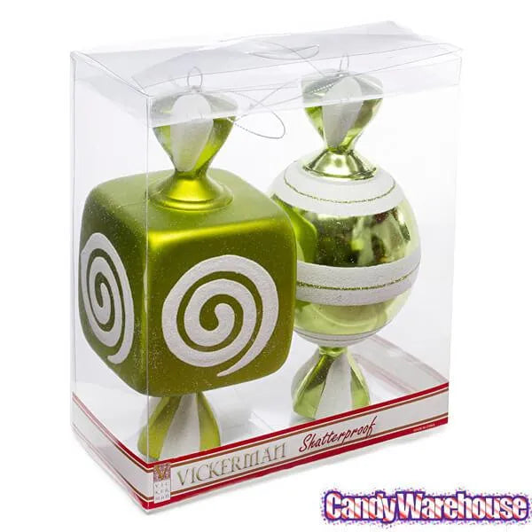 Lime Green Large Candy Ornaments - 8 Inch: 2-Piece Box