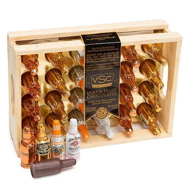 Liquor Filled Chocolate Bottles: 24-Piece Crate