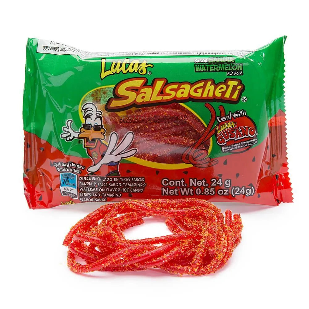 Lucas Salsaghetti Watermelon Candy Packs: 12-Piece Box