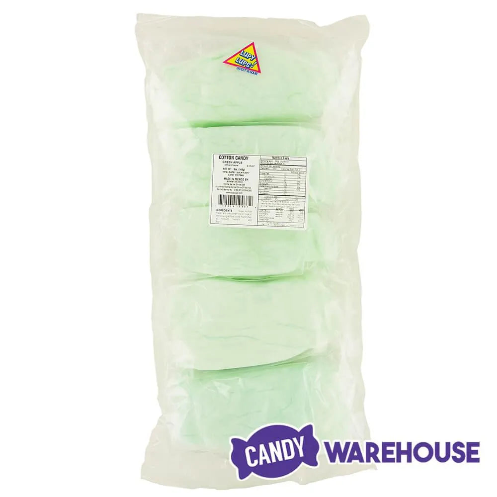 Lupy Lups Green Cotton Candy 0.5-Ounce Packs - Apple: 10-Piece Bag