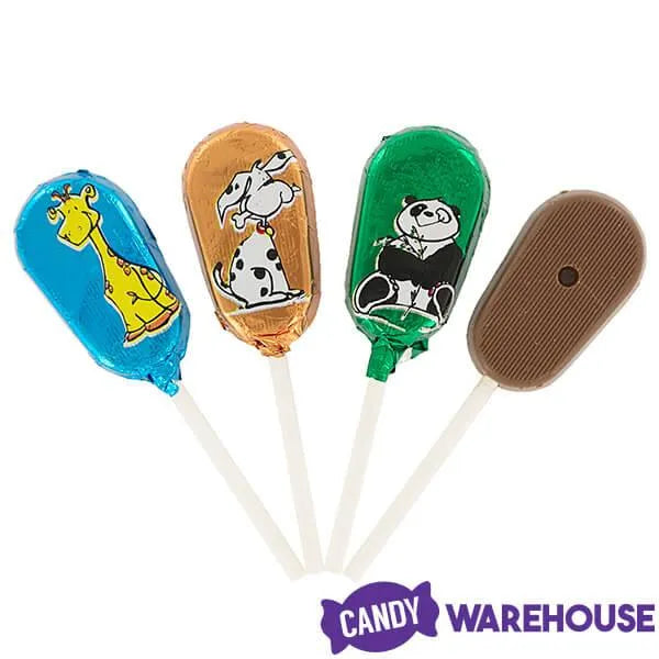 Madelaine Animal Foiled Milk Chocolate Lollipops: 36-Piece Display