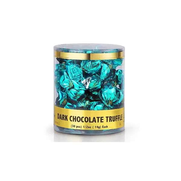 Madelaine Aqua Green Foiled Dark Chocolate Truffles: 30-Piece Tub