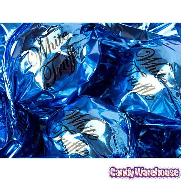 Madelaine Blue Foiled White Chocolate Filled Truffles: 30-Piece Tub