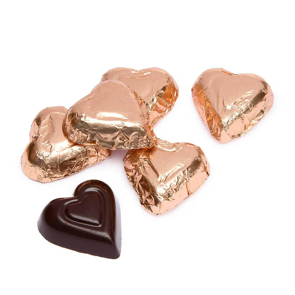 Madelaine Bronze Foiled Dark Chocolate Hearts: 5LB Box