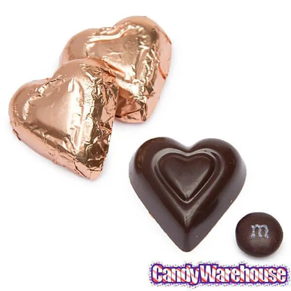 Madelaine Bronze Foiled Dark Chocolate Hearts: 5LB Box