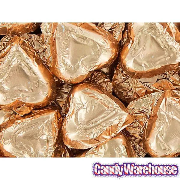 Madelaine Bronze Foiled Dark Chocolate Hearts: 5LB Box