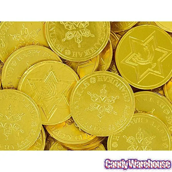 Madelaine Chanukah Gelt Gold Foiled Milk Chocolate Coins: 5LB Bag