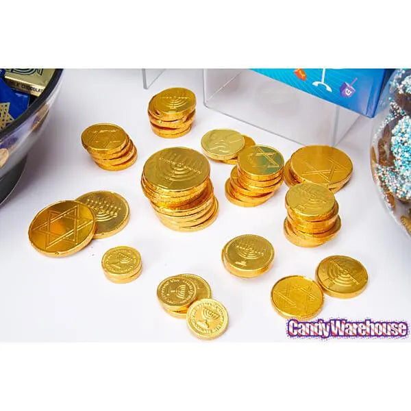 Madelaine Chanukah Gelt Gold Foiled Milk Chocolate Coins: 5LB Bag