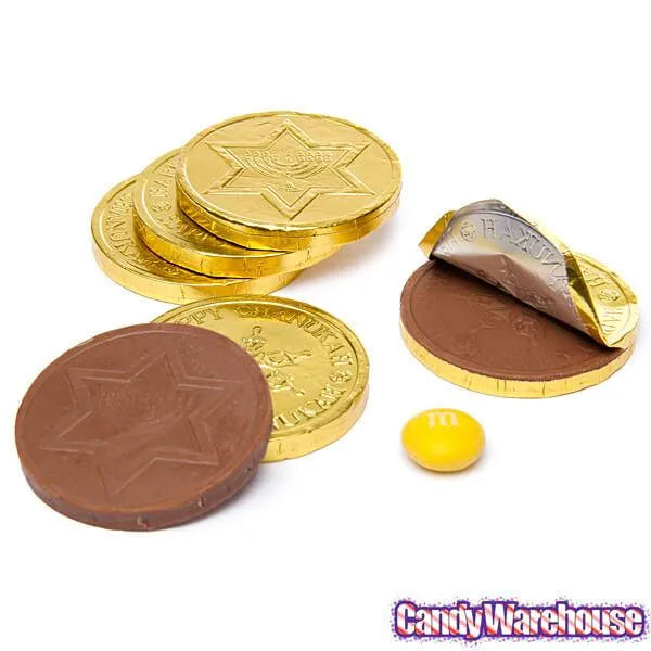 Madelaine Chanukah Gelt Gold Foiled Milk Chocolate Coins: 5LB Bag