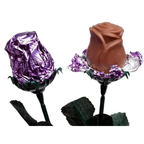 Madelaine Foiled 1/2-Ounce Milk Chocolate Roses - Lavender: 12-Piece Box