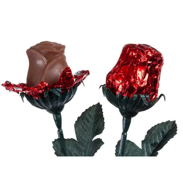 Madelaine Foiled 1/2-Ounce Solid Milk Chocolate Roses - Red: 12-Piece Box