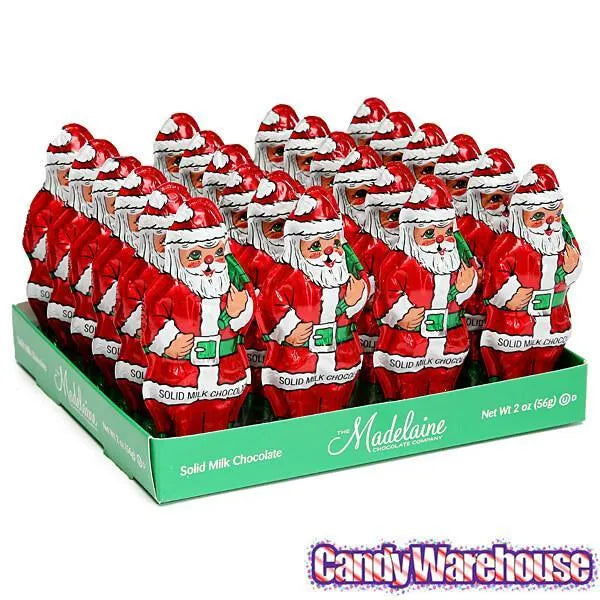 Madelaine Foiled 2-Ounce Solid Milk Chocolate Santas: 24-Piece Display