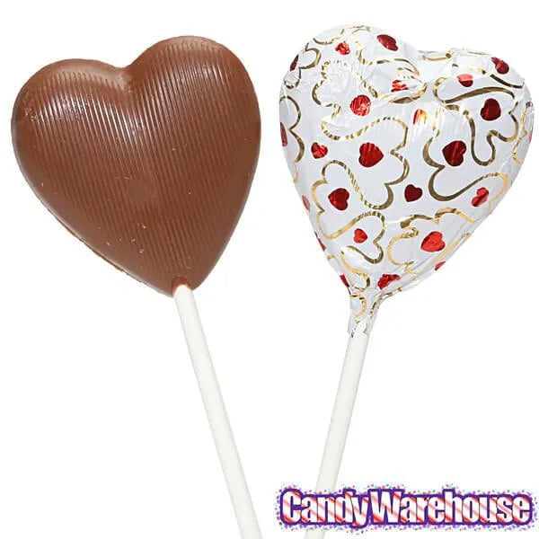 Madelaine Foiled Chocolate Heart Pops: 24-Piece Display