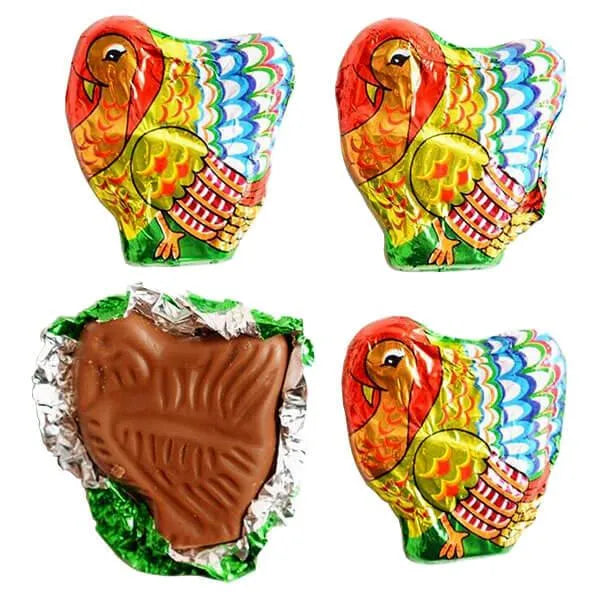 Madelaine Foiled Flat Milk Chocolate Turkeys: 40-Piece Tub