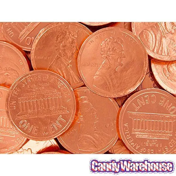 Madelaine Foiled Giant Milk Chocolate Copper Pennies: 5LB Bag