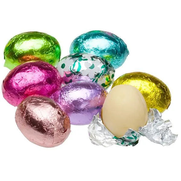 Madelaine Foiled Gourmet Chocolate Easter Eggs - White: 5LB Bag