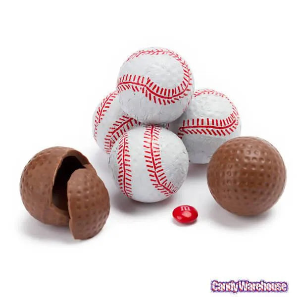 Madelaine Foiled Milk Chocolate 1.5-Inch Sports Balls Candy - Baseballs: 36-Piece Tub