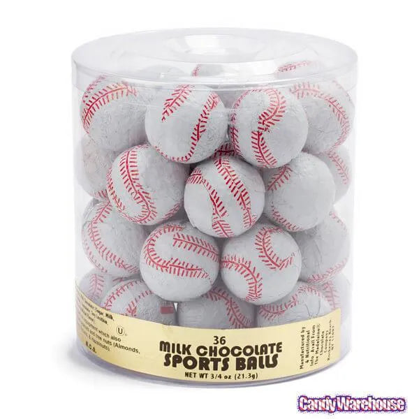 Madelaine Foiled Milk Chocolate 1.5-Inch Sports Balls Candy - Baseballs: 36-Piece Tub