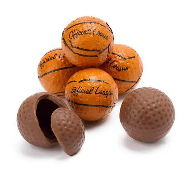 Madelaine Foiled Milk Chocolate 1.5-Inch Sports Balls Candy - Basketballs: 36-Piece Tub