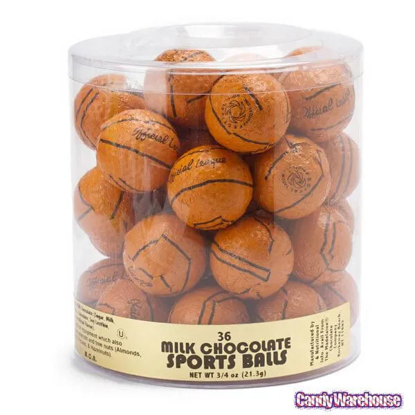 Madelaine Foiled Milk Chocolate 1.5-Inch Sports Balls Candy - Basketballs: 36-Piece Tub