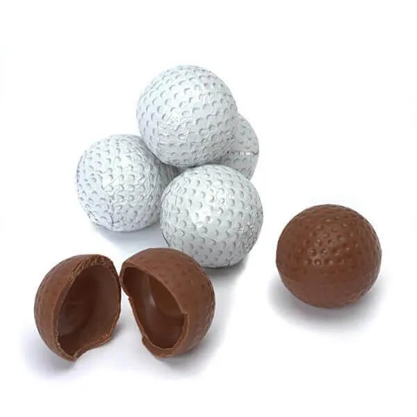 Madelaine Foiled Milk Chocolate 1.5-Inch Sports Balls Candy - Golf Balls: 36-Piece Tub