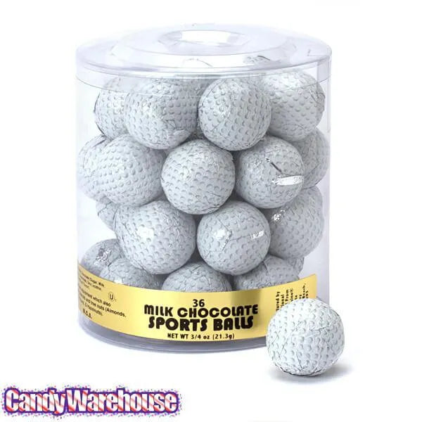 Madelaine Foiled Milk Chocolate 1.5-Inch Sports Balls Candy - Golf Balls: 36-Piece Tub